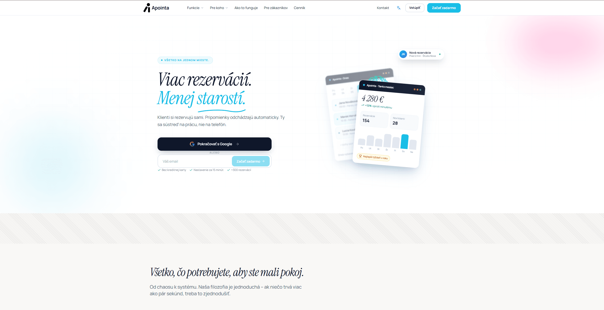 Screenshot: Konverzná webová prezentácia s moderným UI (apointa.sk)